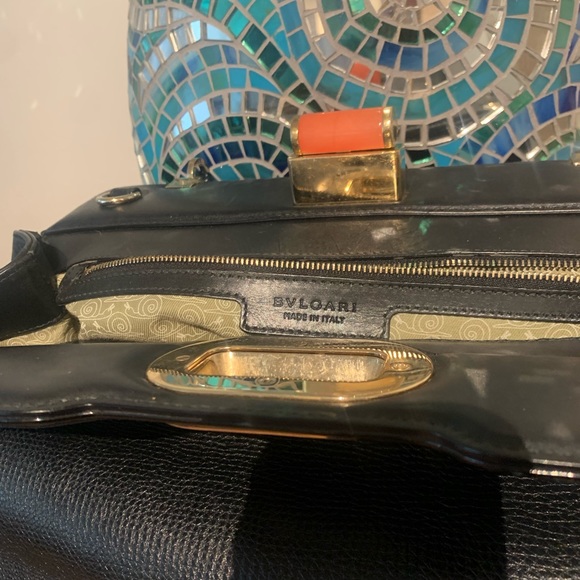 BVLGARI ISABELLA ROSSELLINI LEATHER HANDBAG black calf - Picture 10 of 15